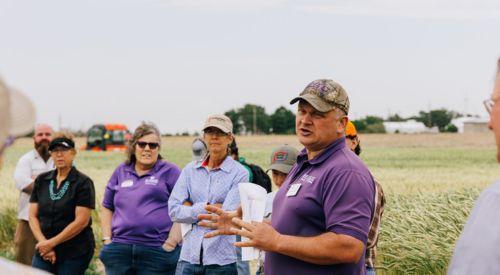 Dr. John Holman addresses a forage field day gathering